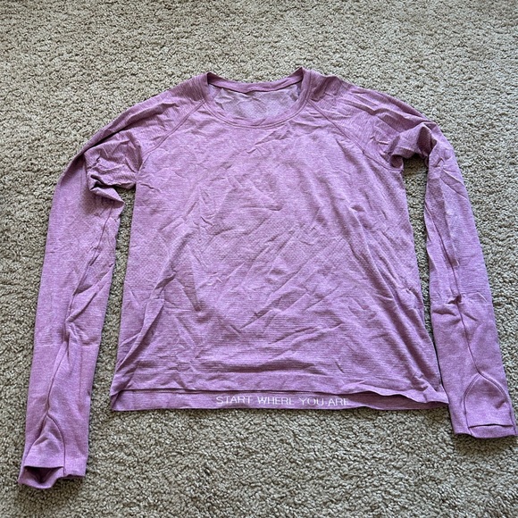 Lululemon Swiftly Long Sleeved Tee in Pink Peony/Velvet Dust - Picture 1 of 3